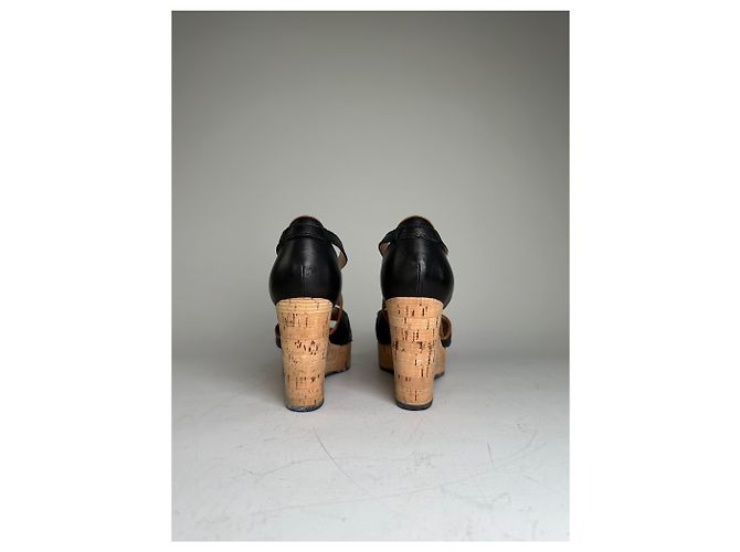 Chloé Sandali con zeppa in sughero e pelle vintage Chloe Nero EU38 - vista 5