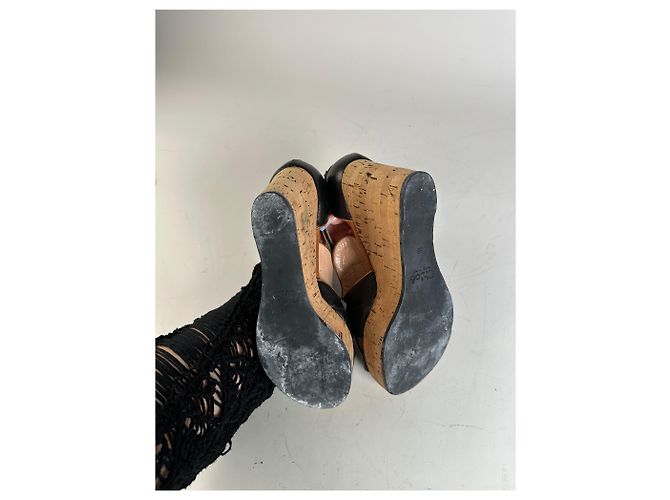 Chloé Sandali con zeppa in sughero e pelle vintage Chloe Nero EU38 - vista 9