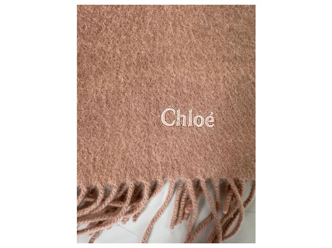 Chloé Sciarpa vintage Chloe in misto lana Rosa cipria - vista 6