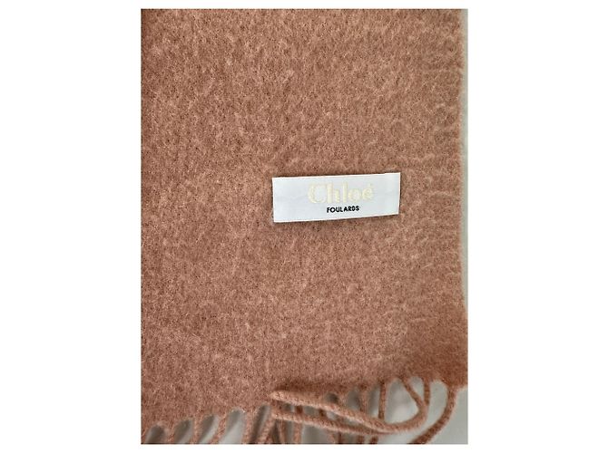 Chloé Sciarpa vintage Chloe in misto lana Rosa cipria - vista 7
