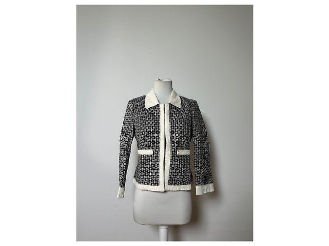 Salvatore Ferragamo Giacca vintage Ferragamo in cotone e rayon nero bianco S - vista 13
