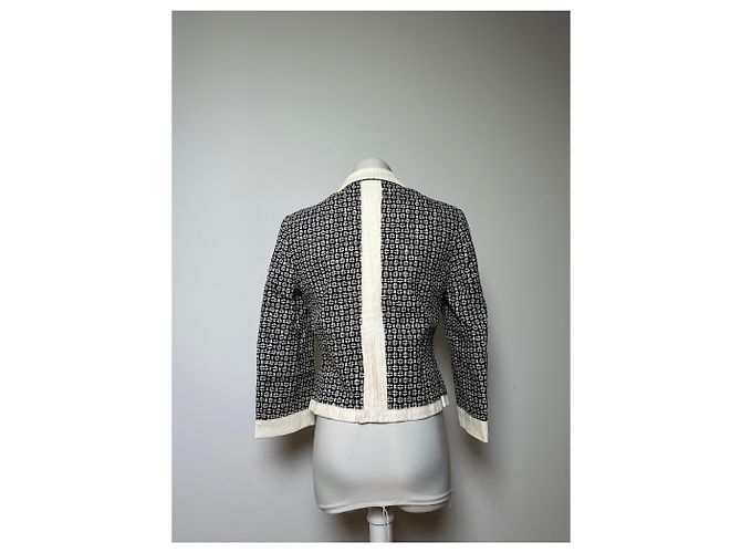 Salvatore Ferragamo Giacca vintage Ferragamo in cotone e rayon nero bianco S - vista 14