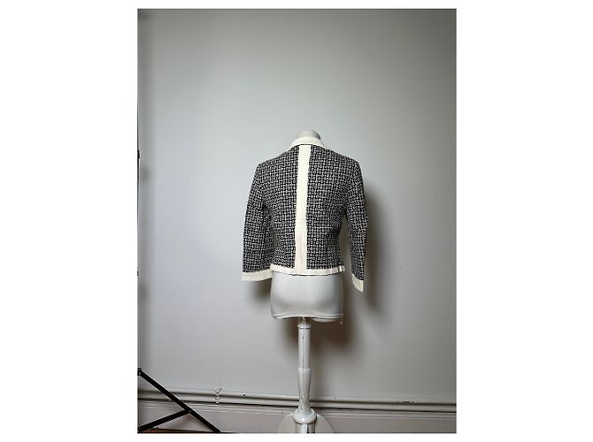 Salvatore Ferragamo Giacca vintage Ferragamo in cotone e rayon nero bianco S - vista 3