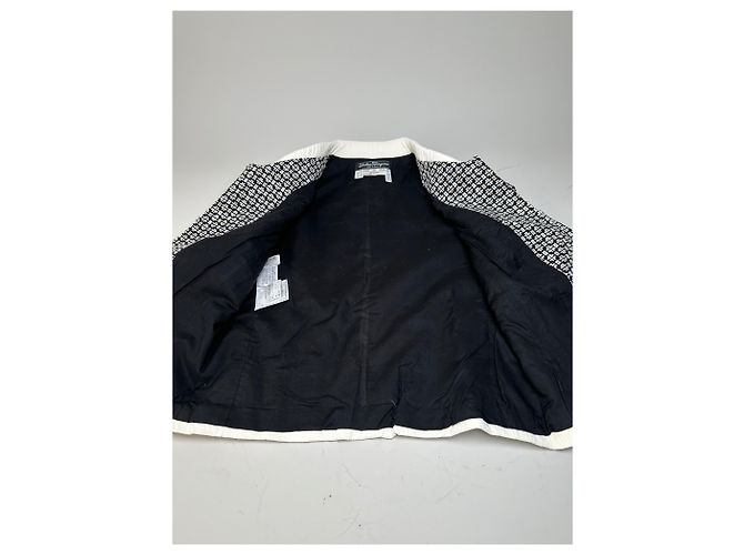 Salvatore Ferragamo Giacca vintage Ferragamo in cotone e rayon nero bianco S - vista 4