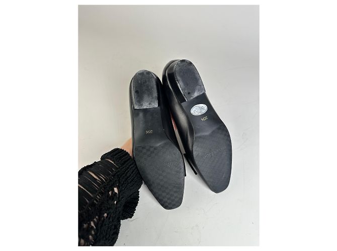 Chloé Vintage Chloe Leder-Wildleder-Schuh mit Schnalle Schwarz Gold EU35.5 - Ansicht 11