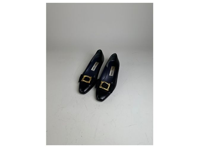 Chloé Vintage Chloe Leder-Wildleder-Schuh mit Schnalle Schwarz Gold EU35.5 - Ansicht 3