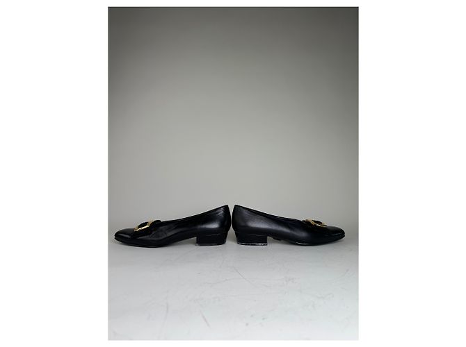 Chloé Vintage Chloe Leder-Wildleder-Schuh mit Schnalle Schwarz Gold EU35.5 - Ansicht 4