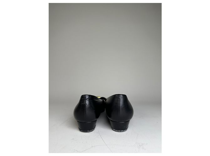 Chloé Vintage Chloe Leder-Wildleder-Schuh mit Schnalle Schwarz Gold EU35.5 - Ansicht 6