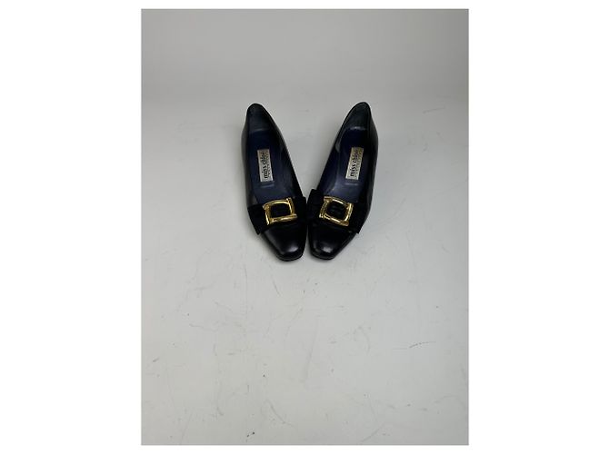 Chloé Vintage Chloe Leder-Wildleder-Schuh mit Schnalle Schwarz Gold EU35.5 - Ansicht 7
