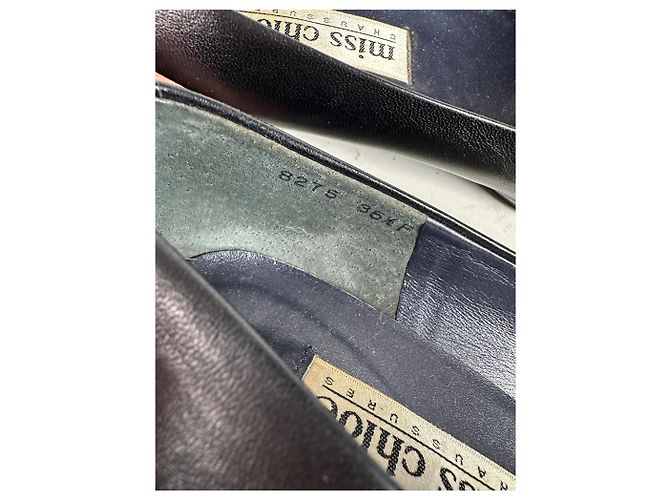 Chloé Vintage Chloe Leder-Wildleder-Schuh mit Schnalle Schwarz Gold EU35.5 - Ansicht 9