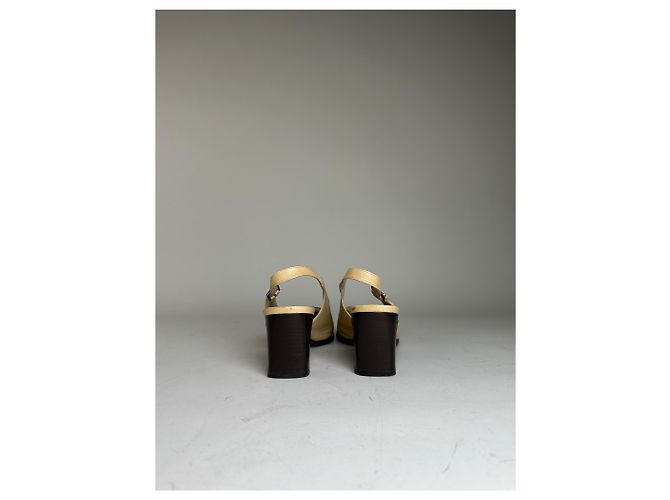 Vintage Bottega Veneta Leder Slingback Pumps Hellgold EU35.5 - Ansicht 6