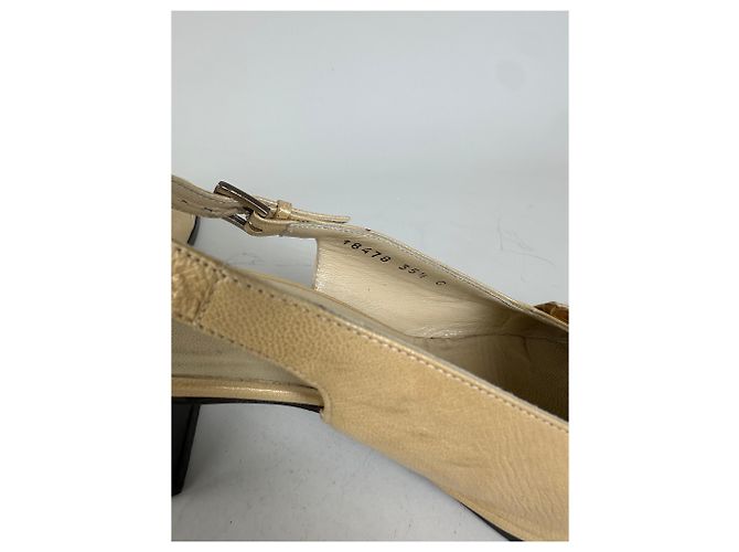 Vintage Bottega Veneta Leder Slingback Pumps Hellgold EU35.5 - Ansicht 8