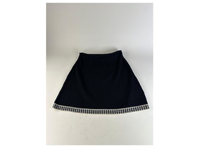 Gonna vintage Dior in misto cotone a quadri nera e bianca Nero - vista 10