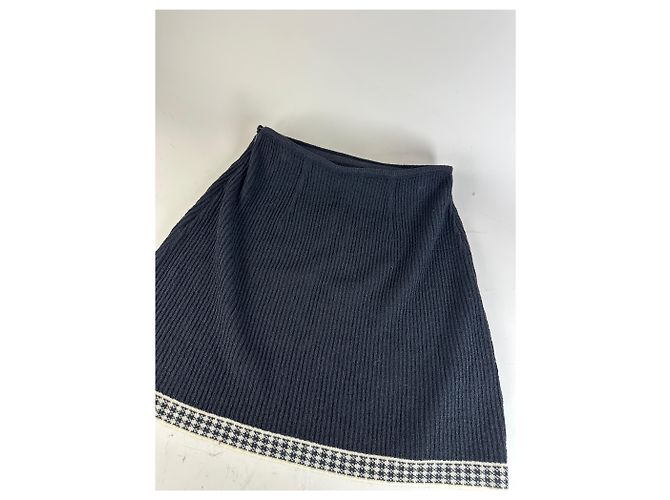 Gonna vintage Dior in misto cotone a quadri nera e bianca Nero - vista 11