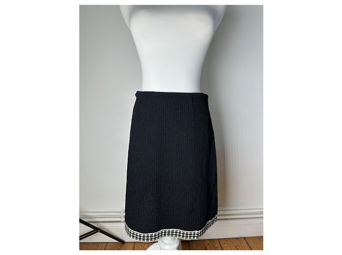 Gonna vintage Dior in misto cotone a quadri nera e bianca Nero - vista 13