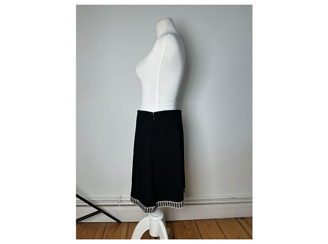Gonna vintage Dior in misto cotone a quadri nera e bianca Nero - vista 2