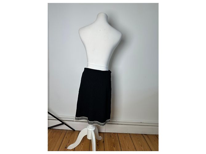 Gonna vintage Dior in misto cotone a quadri nera e bianca Nero - vista 3
