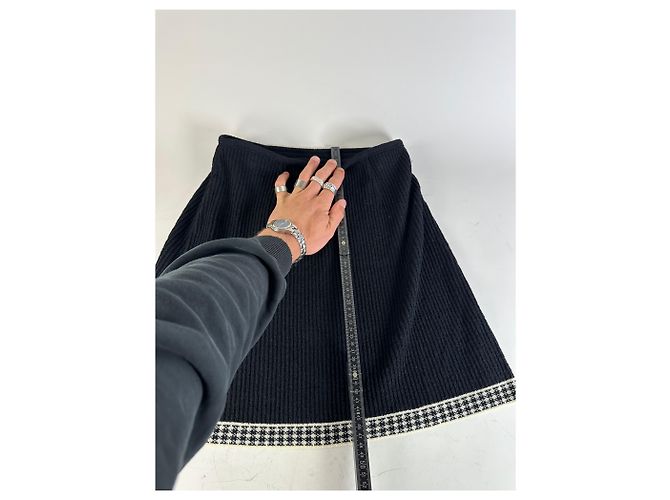 Gonna vintage Dior in misto cotone a quadri nera e bianca Nero - vista 6