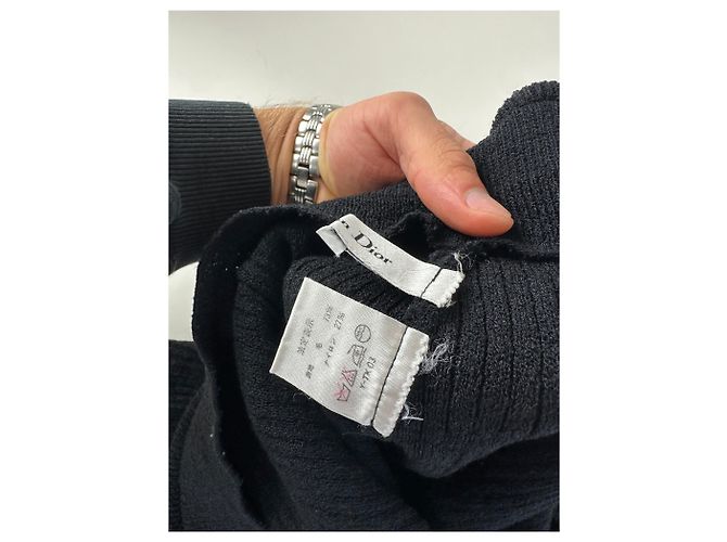 Gonna vintage Dior in misto cotone a quadri nera e bianca Nero - vista 8