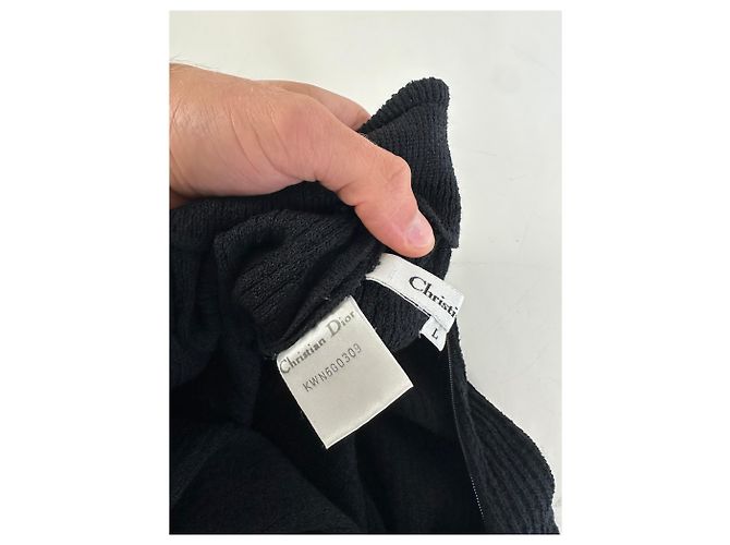 Gonna vintage Dior in misto cotone a quadri nera e bianca Nero - vista 9