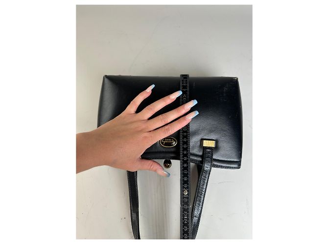 Vintage Givenchy strukturierte Leder-Tote Bag Schwarz Gold - Ansicht 10
