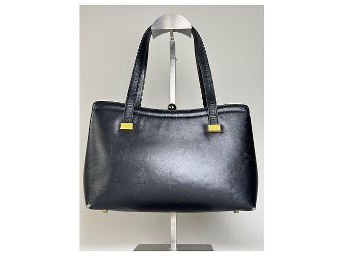 Vintage Givenchy strukturierte Leder-Tote Bag Schwarz Gold - Ansicht 2