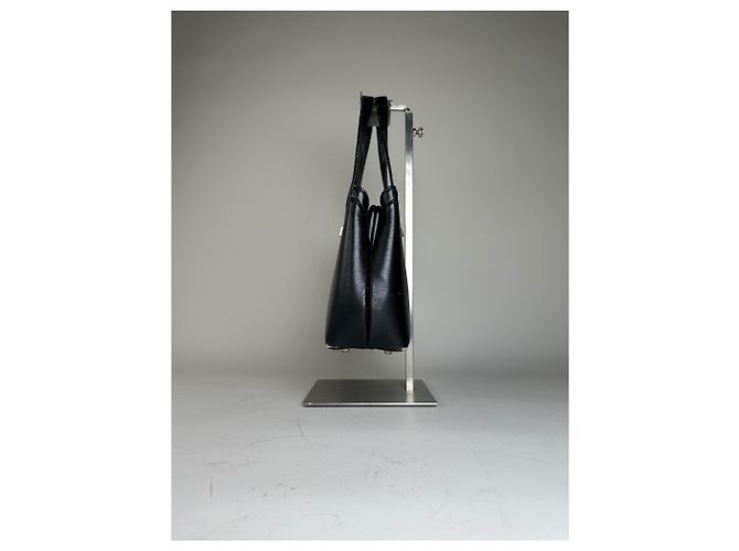 Vintage Givenchy strukturierte Leder-Tote Bag Schwarz Gold - Ansicht 6