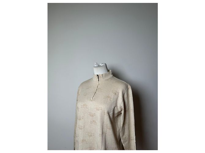 Clare Felpa Vintage Chloé Logo Print Cream M Beige - vista 8