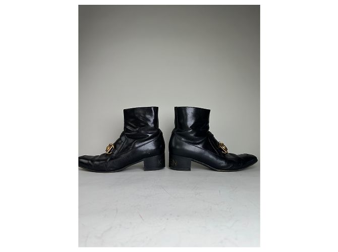 Stivaletti in pelle vintage Gucci da uomo neri e oro EU9.5 Nero - vista 10