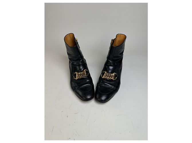 Stivaletti in pelle vintage Gucci da uomo neri e oro EU9.5 Nero - vista 2