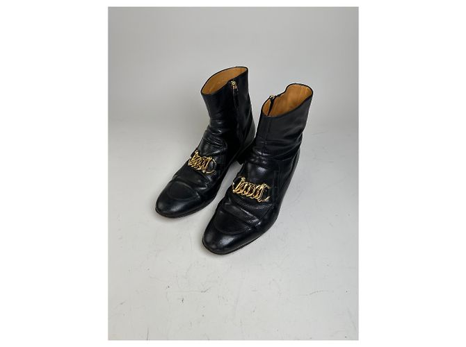 Stivaletti in pelle vintage Gucci da uomo neri e oro EU9.5 Nero - vista 4