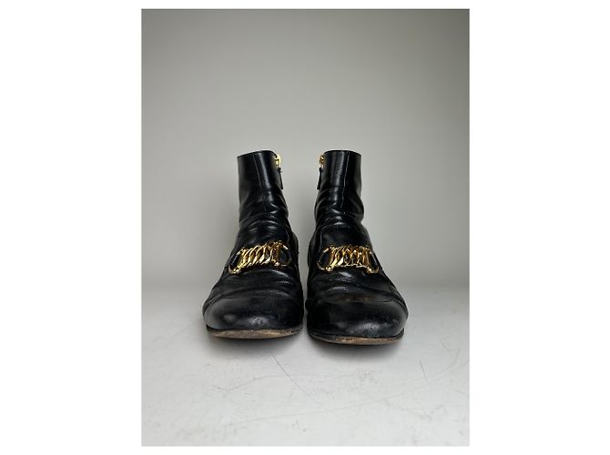 Stivaletti in pelle vintage Gucci da uomo neri e oro EU9.5 Nero - vista 6