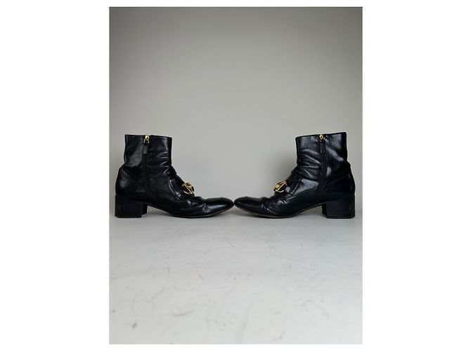 Stivaletti in pelle vintage Gucci da uomo neri e oro EU9.5 Nero - vista 8
