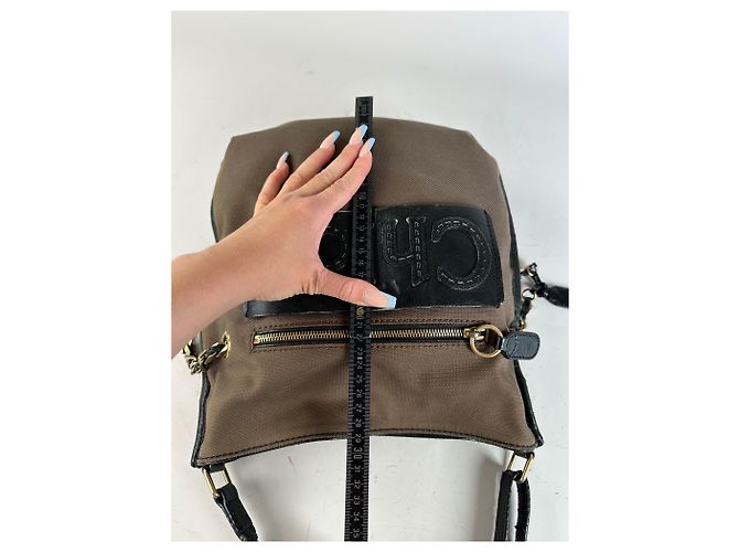 Chloé Vintage Chloe Canvas Leder Hobo Tasche Braun Schwarz Gold - Ansicht 11