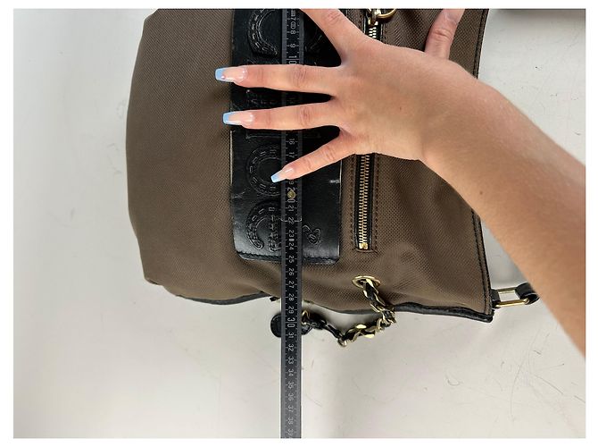 Chloé Vintage Chloe Canvas Leder Hobo Tasche Braun Schwarz Gold - Ansicht 12