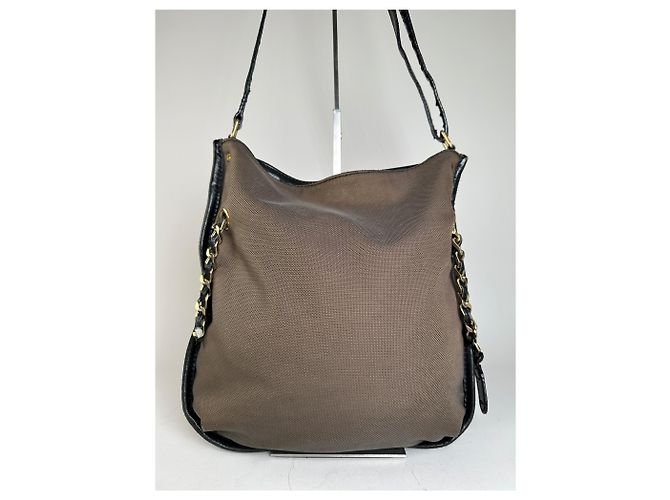 Chloé Vintage Chloe Canvas Leder Hobo Tasche Braun Schwarz Gold - Ansicht 14