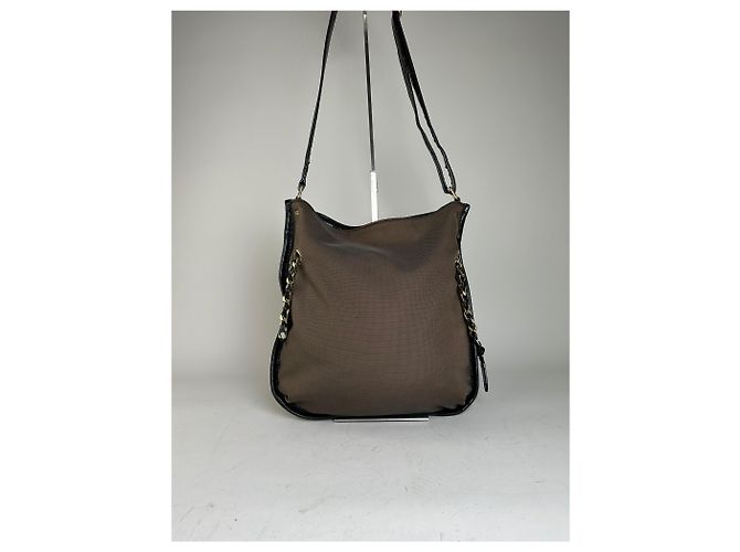 Chloé Vintage Chloe Canvas Leder Hobo Tasche Braun Schwarz Gold - Ansicht 2