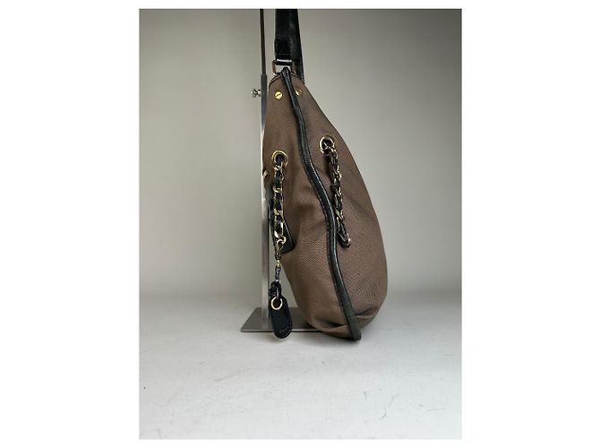 Chloé Vintage Chloe Canvas Leder Hobo Tasche Braun Schwarz Gold - Ansicht 4