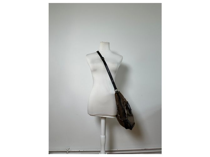 Chloé Vintage Chloe Canvas Leder Hobo Tasche Braun Schwarz Gold - Ansicht 6