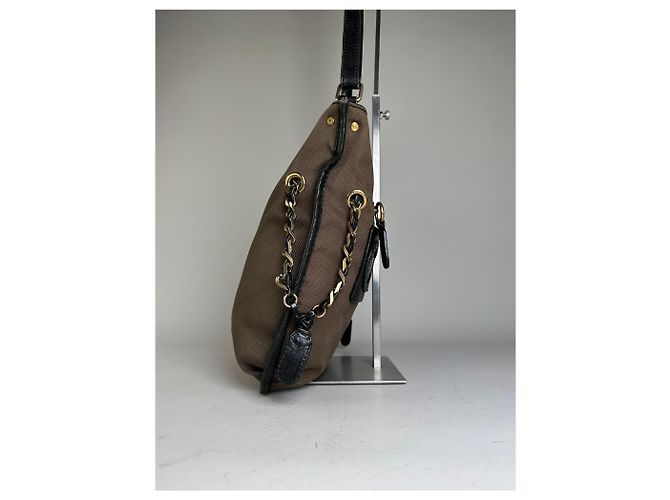 Chloé Vintage Chloe Canvas Leder Hobo Tasche Braun Schwarz Gold - Ansicht 7
