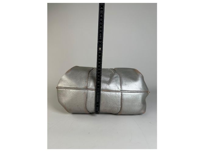 Céline Tote in pelle metallizzata vintage Celine Argento - vista 10