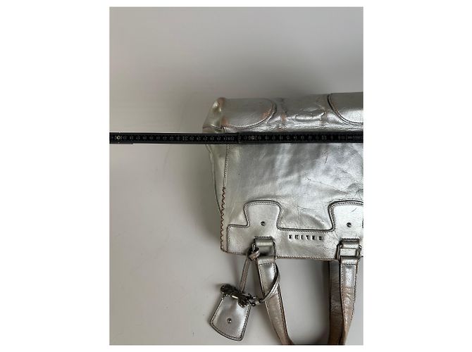 Céline Tote in pelle metallizzata vintage Celine Argento - vista 11