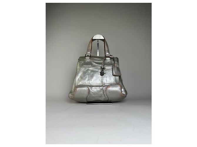Céline Tote in pelle metallizzata vintage Celine Argento - vista 14