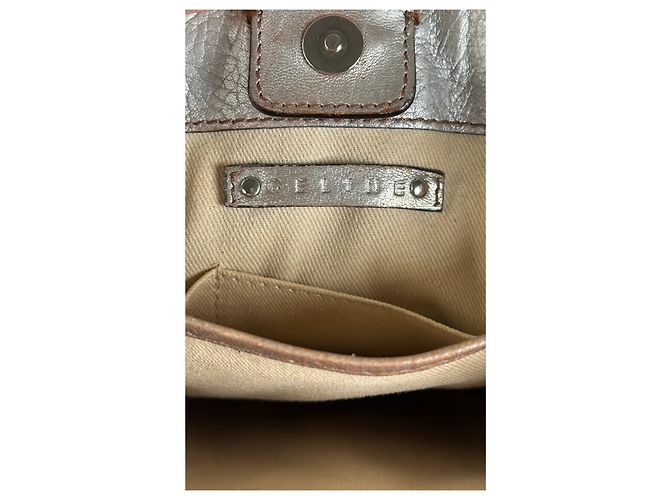 Céline Tote in pelle metallizzata vintage Celine Argento - vista 4