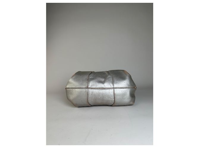 Céline Tote in pelle metallizzata vintage Celine Argento - vista 9