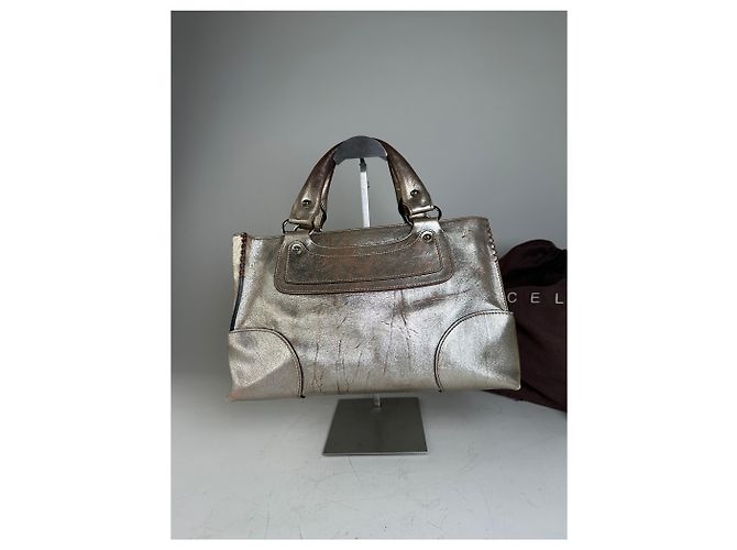 Céline Vintage Celine Ledersatchel Braun Silber - Ansicht 11