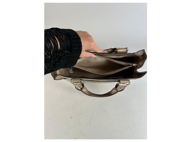 Céline Vintage Celine Ledersatchel Braun Silber - Ansicht 9