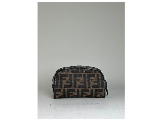 Beauty case Vintage Fendi FF Monogram Canvas Marrone Nero - vista 2