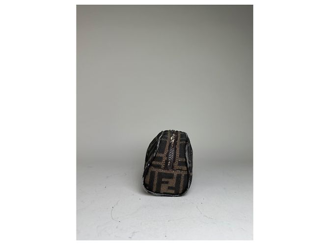 Beauty case Vintage Fendi FF Monogram Canvas Marrone Nero - vista 4