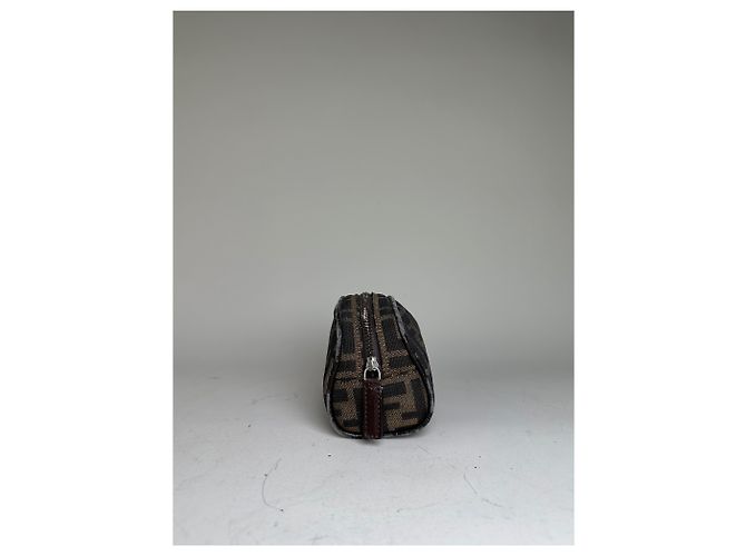 Beauty case Vintage Fendi FF Monogram Canvas Marrone Nero - vista 6